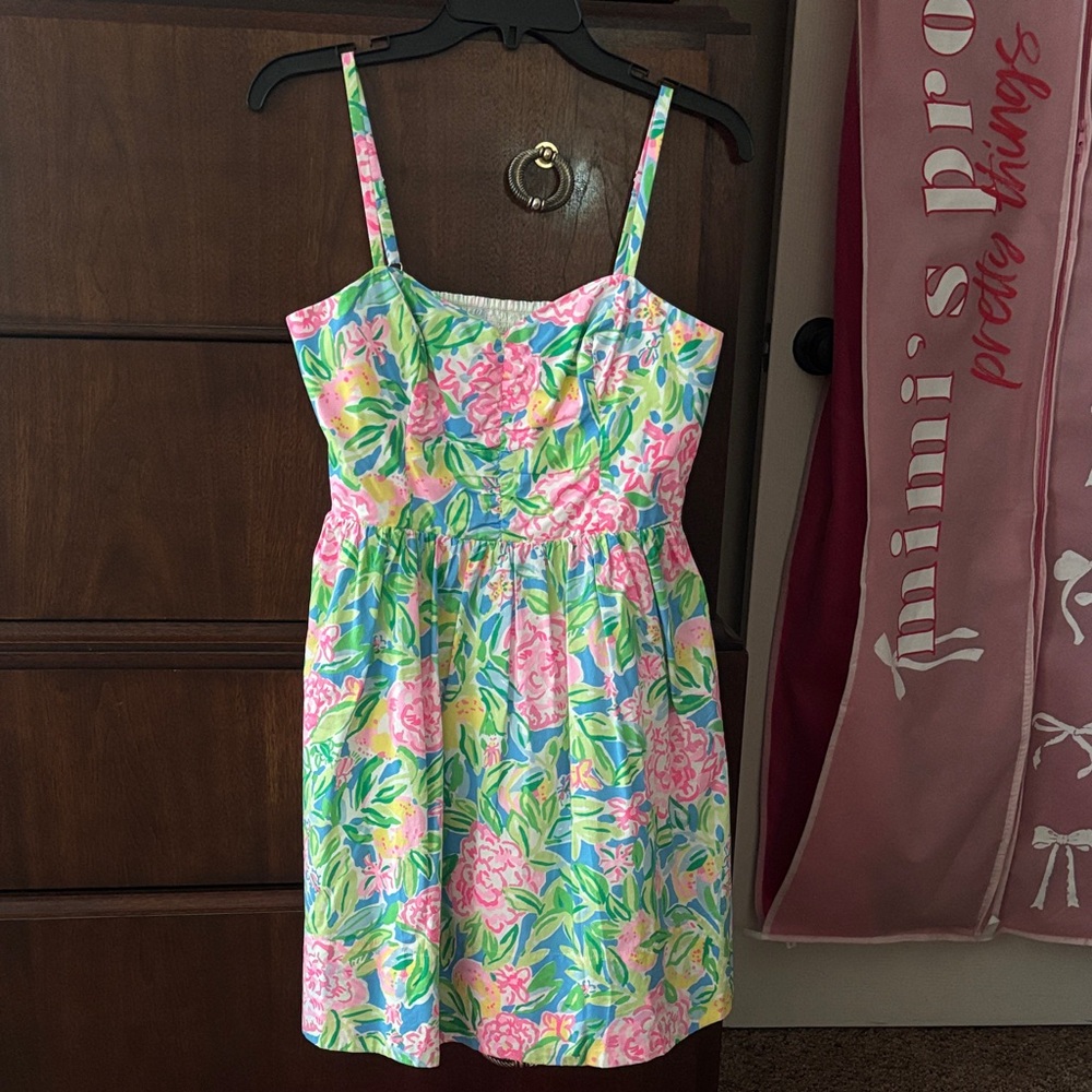 Lilly Pulitzer Vibrant Pink and Green Floral Dress! Brand new with tags! Size 4